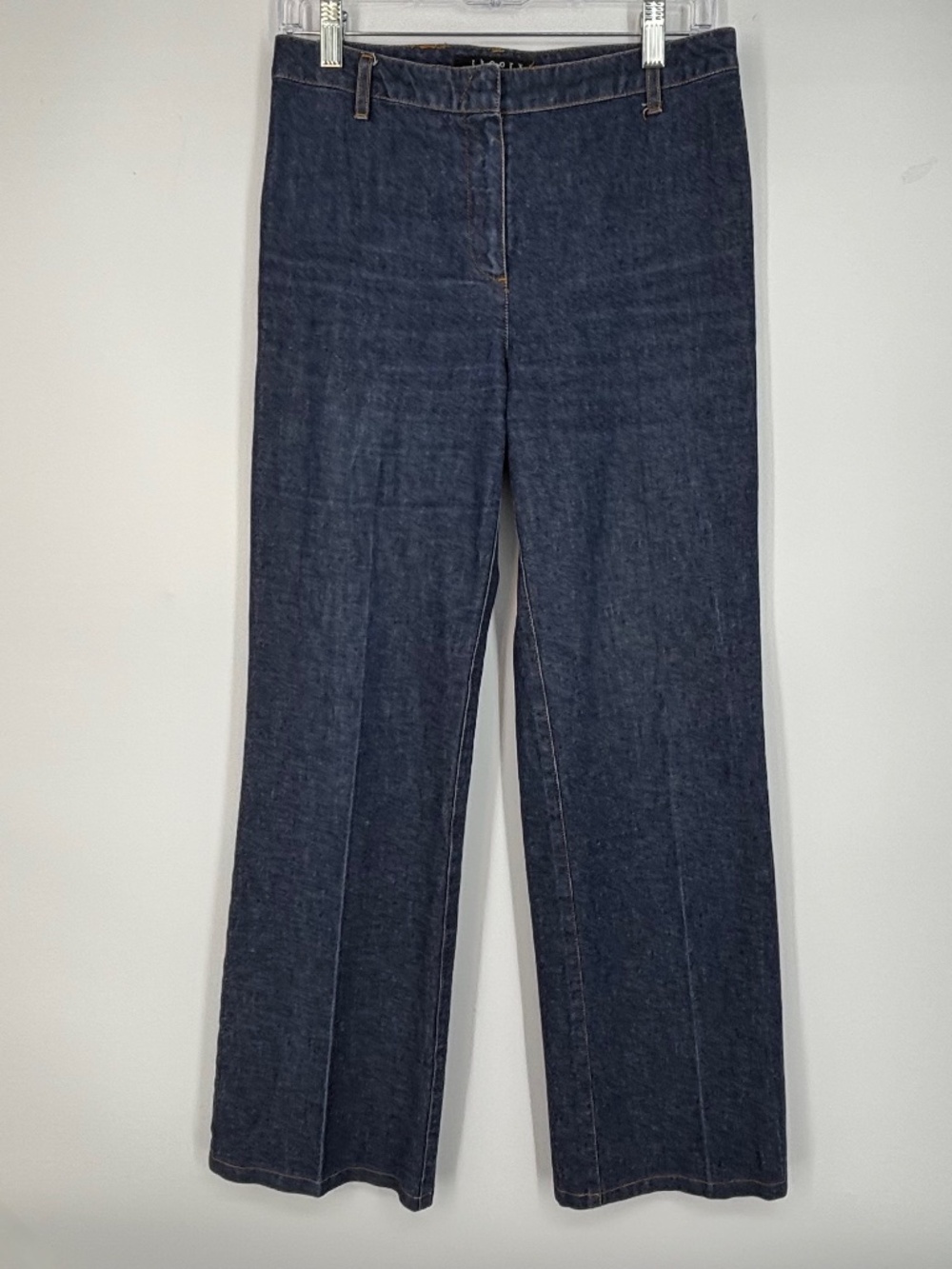 Theory Womens Size 6 Trouser Jeans Medium Blue Denim Wide Leg Clean Front Fitted